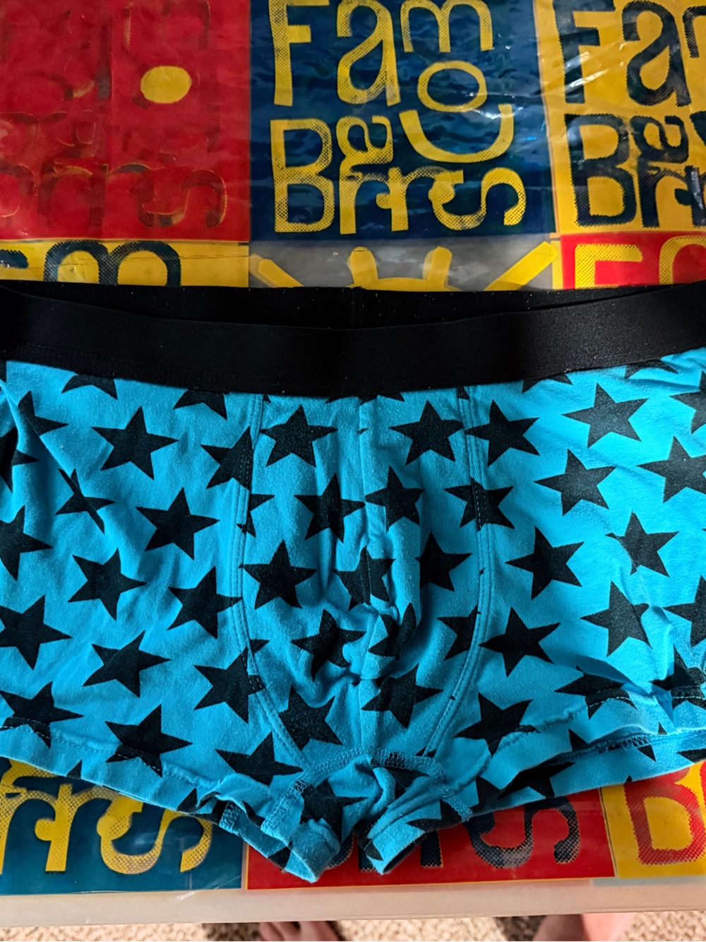 H&M Blue Boxer Briefs with Black Stars